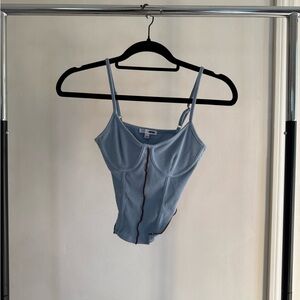 Fashion Nova Light Blue Ribbed Top